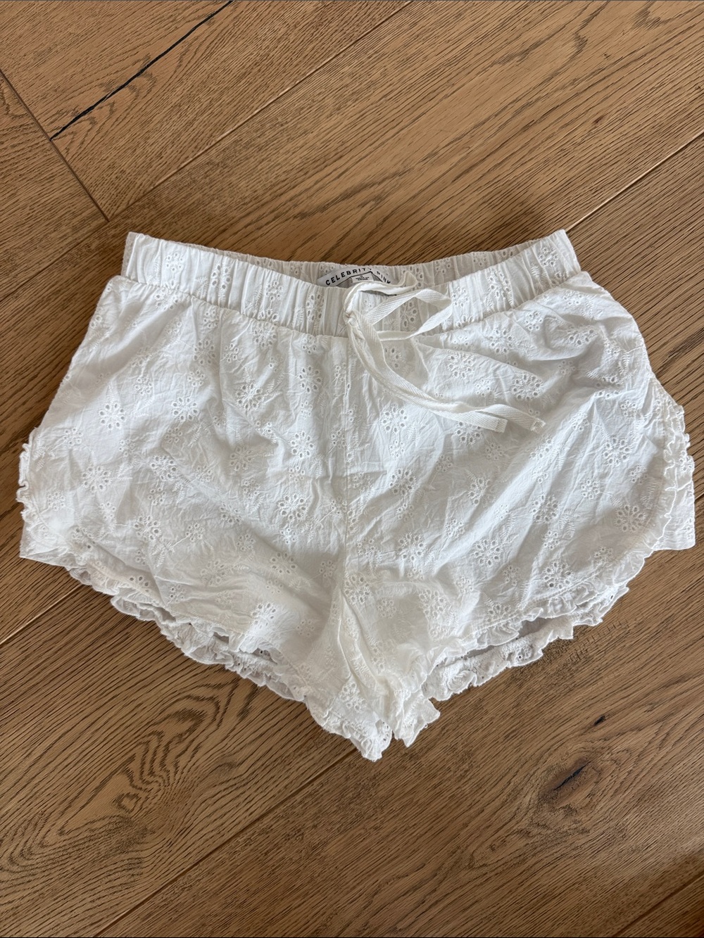 White Eyelet Lined 100% cotton short